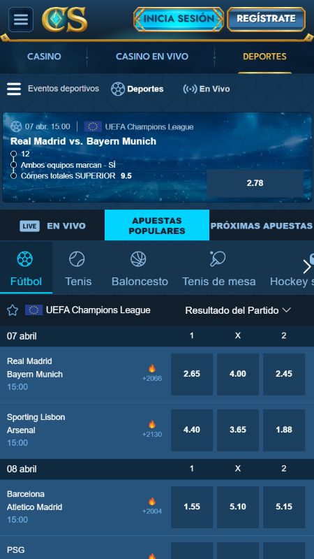 Deportes y mercados en Casea Casa de Apuestas