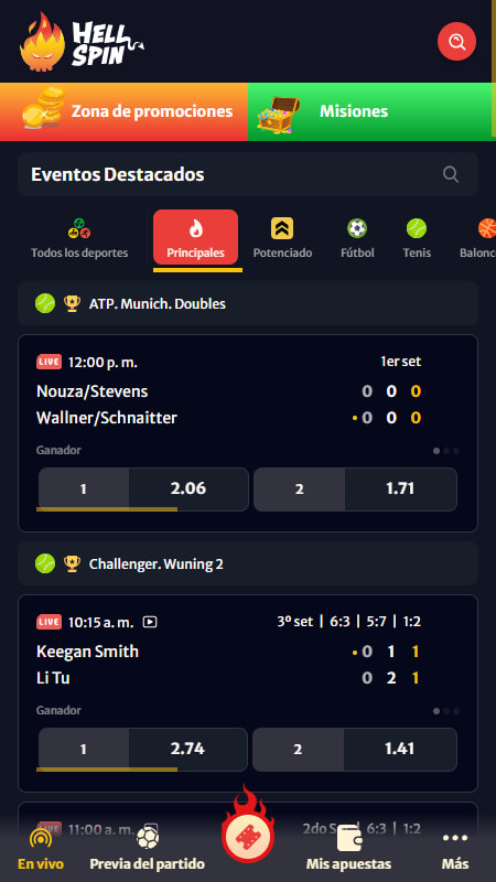 Hellspin Apuestas en vivo
