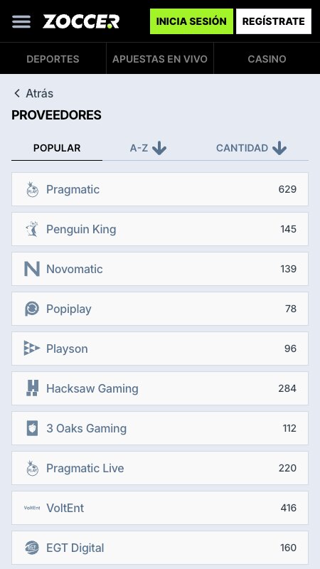 Proveedores de software de Zoccer