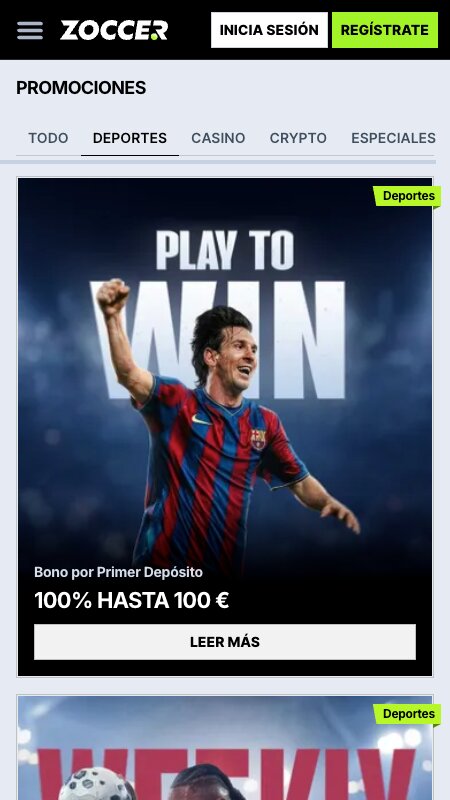 Bonos y promociones de Zoccer