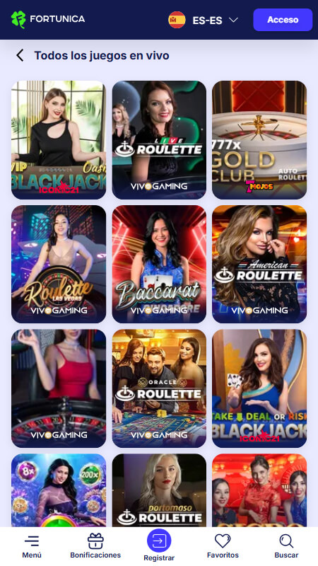 Fortunica casino en vivo