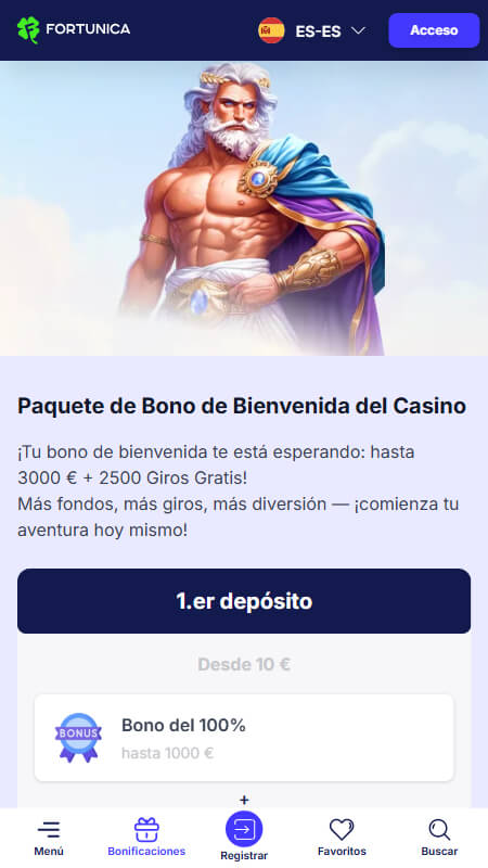 Fortunica Bono de bienvenida